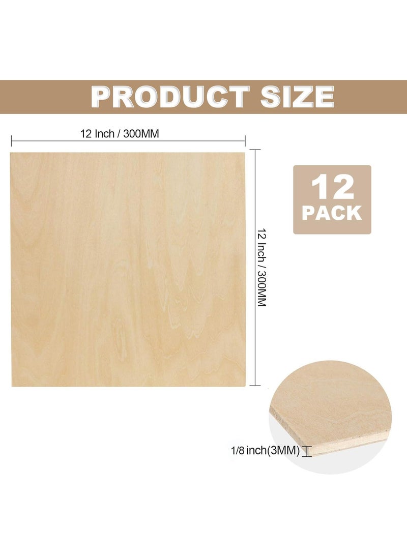 SLASA 12-Pack Basswood Sheets – 11.8 x 11.8 Inch, 1/8 Inch Thick – Unfinished Square Wood Boards for DIY Crafts, Wood Burning, Laser Cutting, and Model Making - Image 2