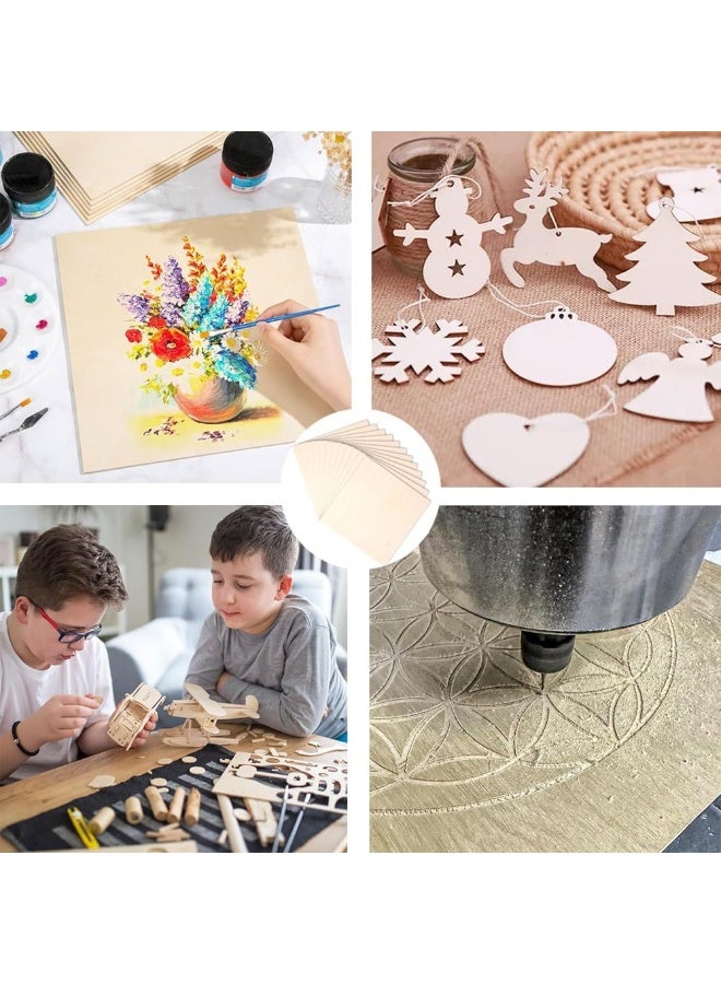 SLASA 12-Pack Basswood Sheets – 11.8 x 11.8 Inch, 1/8 Inch Thick – Unfinished Square Wood Boards for DIY Crafts, Wood Burning, Laser Cutting, and Model Making - Image 3