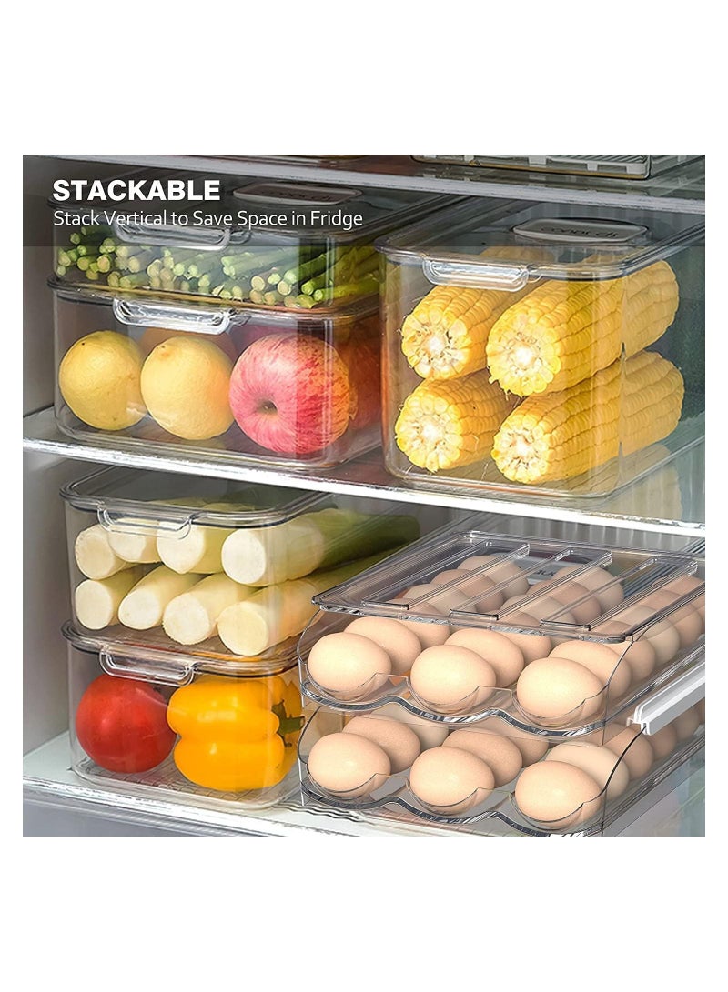 حامل بيض سعة كبيرة للثلاجة ، صندوق تخزين البيض للثلاجة ، صندوق منظم لحاوية تخزين البيض ، حاوية تخزين بلاستيكية شفافة (طبقتان) - Image 5