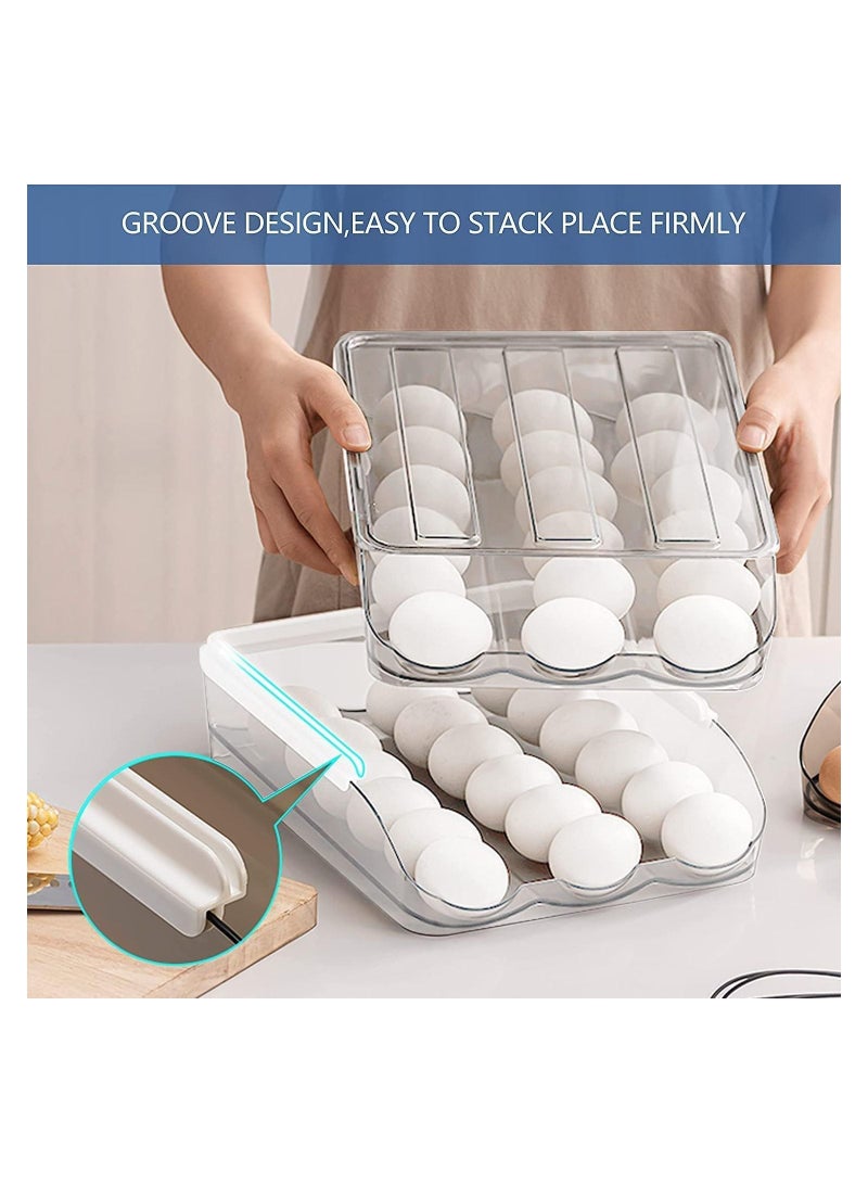 حامل بيض سعة كبيرة للثلاجة ، صندوق تخزين البيض للثلاجة ، صندوق منظم لحاوية تخزين البيض ، حاوية تخزين بلاستيكية شفافة (طبقتان) - Image 3