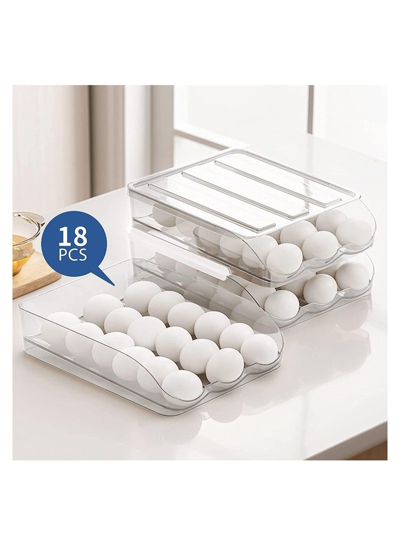 حامل بيض سعة كبيرة للثلاجة ، صندوق تخزين البيض للثلاجة ، صندوق منظم لحاوية تخزين البيض ، حاوية تخزين بلاستيكية شفافة (طبقتان) - Image 2