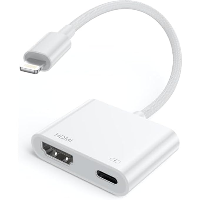 rayihni LIGHTNING TO HDMI ADAPTER FOR IPHONE TO TV, 1080P DIGITAL AV AUDIO CONVERTER, MFI CERTIFIED SYNC SCREEN DONGLE FOR IPAD TO TV/PROJECTOR/MONITOR - Image 1