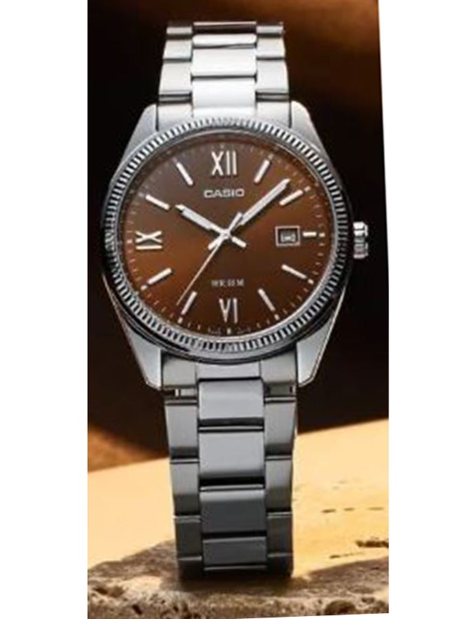 CASIO ساعة يد دائرية الشكل بسوار من الفولاذ المقاوم للصدأ تناظرية MTP-1302DD-5AVDF - Image 2