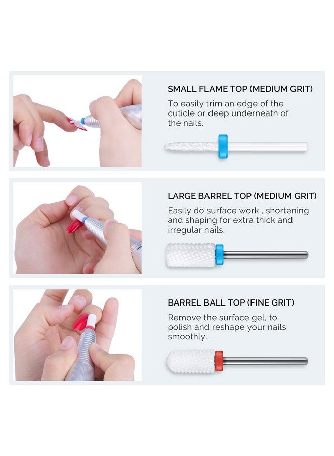 ميلودي سوزي مجموعة رؤوس مثقاب أظافر سيراميك من ميلودي سوزي، 3/32 بوصة (2.35 مم) رؤوس مثقاب احترافية من الأكريليك لتقليم الأظافر والعناية بها وتلميعها بالجل، 5 قطع - Image 4