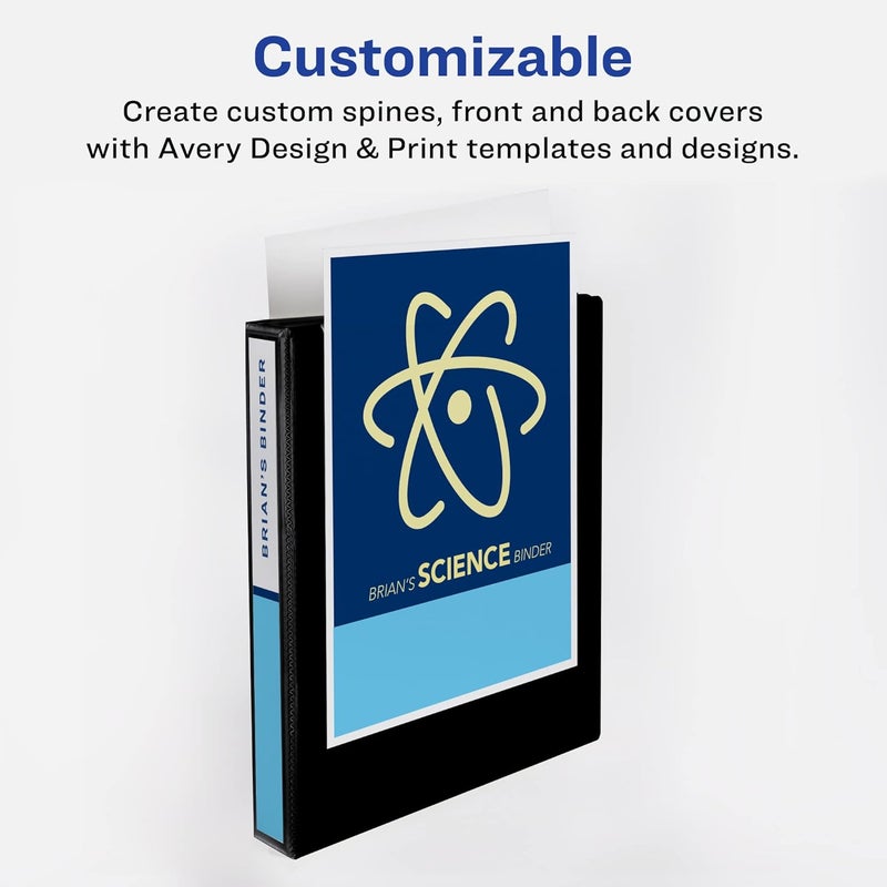 AVERY Heavy-Duty View 3 Ring Binder, 1.5" One Touch Slant Rings, Holds 8.5" x 11" Paper, 1 Black Binder (05400) - Image 3