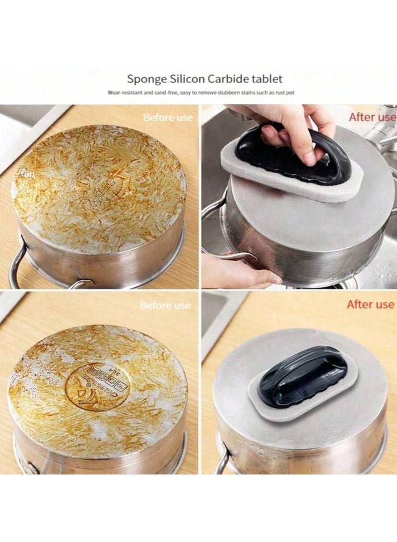 ساكن مجموعة من 3 قطع من ممحاة الإسفنج السحرية، متعددة الاستخدامات مع مقبض، مزيل قوي لبقع الصدأ، للمطبخ والحمام - Image 5