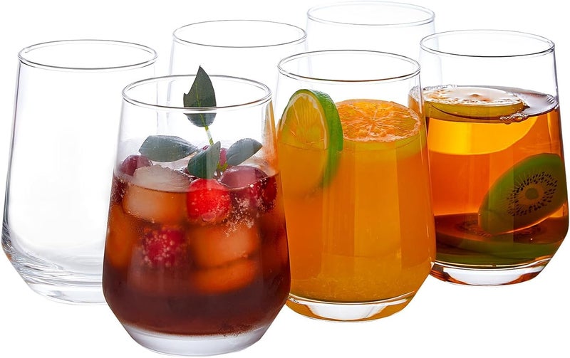 Mivana Premium Juice Glasses 450 ML Drinking Glasses, Highball Lead-Free Glasses, Tumblers for Water, Juice, Beer, Cocktail and Mixed Drinks - 6 Pieces, Transparent (TR-02, 6 Count (Pack of 1)) - Image 1
