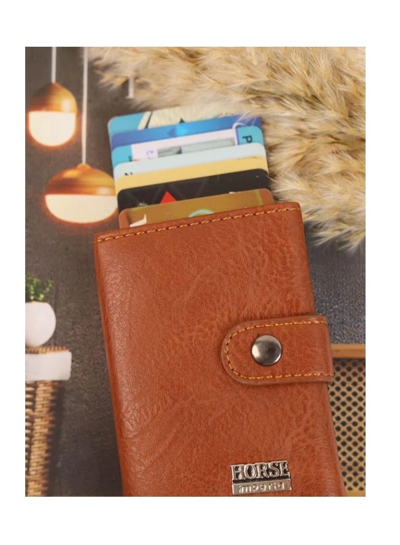 Horse Leather Wallet and Card Holder - High Quality - Havana - 222 - Image 3