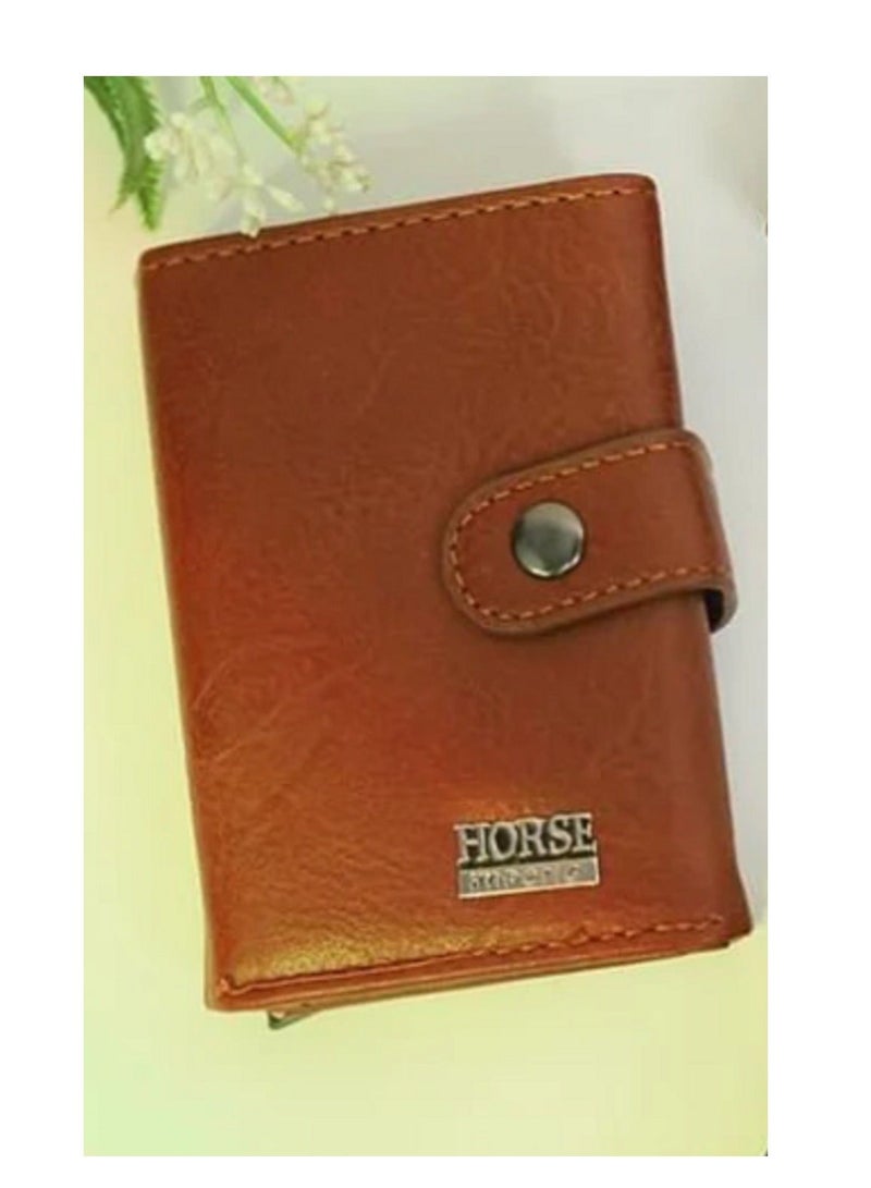 Horse Leather Wallet and Card Holder - High Quality - Havana - 222 - Image 2