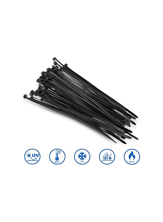 jaexest 8 inch Cable Ties, 4.8mm x 200mm, 100 Pack Black Zip Ties Long 50 lbs Tensile Strength with UV Resistant, Nylon Plastic Self Locking Large Heavy Duty Cable Wrap for Tidy Wires Home Workshop and Garden - Image 5