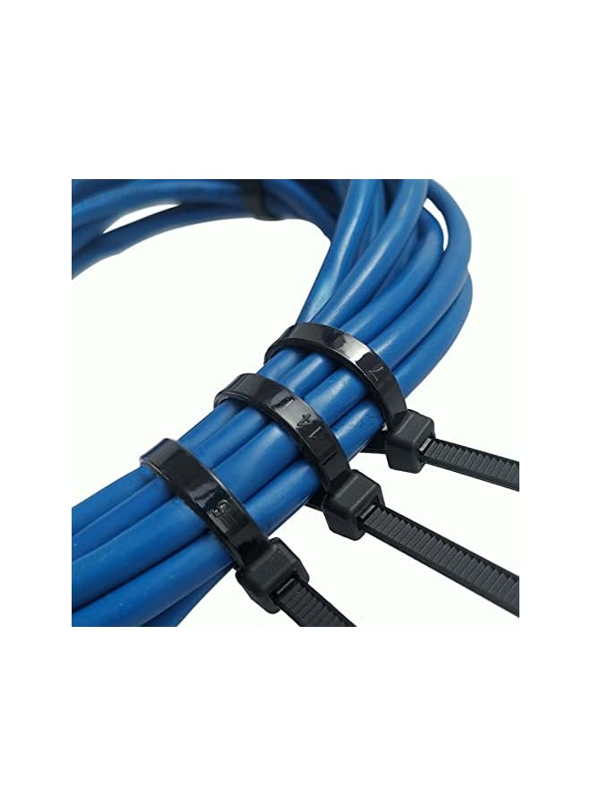 jaexest 8 inch Cable Ties, 4.8mm x 200mm, 100 Pack Black Zip Ties Long 50 lbs Tensile Strength with UV Resistant, Nylon Plastic Self Locking Large Heavy Duty Cable Wrap for Tidy Wires Home Workshop and Garden - Image 1