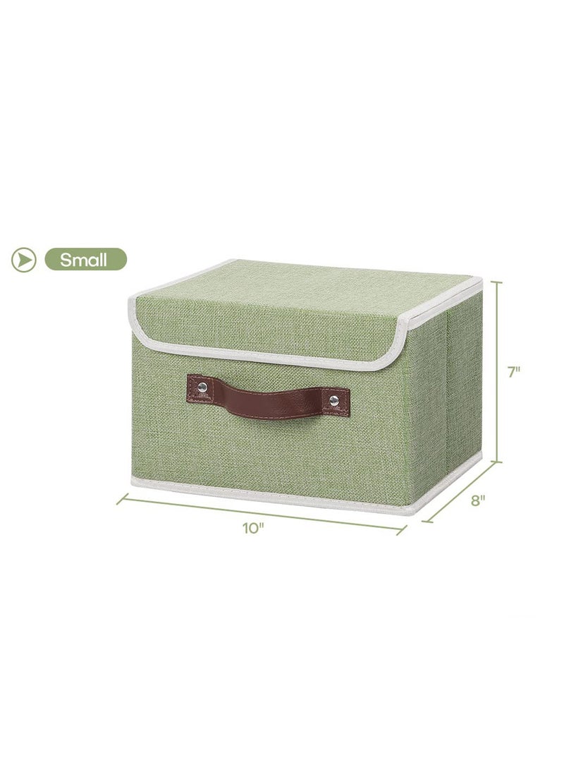 Foldable Storage Box, 2 Pcs Cotton Linen Fabric Bins with PU Leather Handles, Home Cubes Baskets, Closet Organizer Containers for Clothes, Room, Toy, Underwear, Bra, Panty  - Image 5