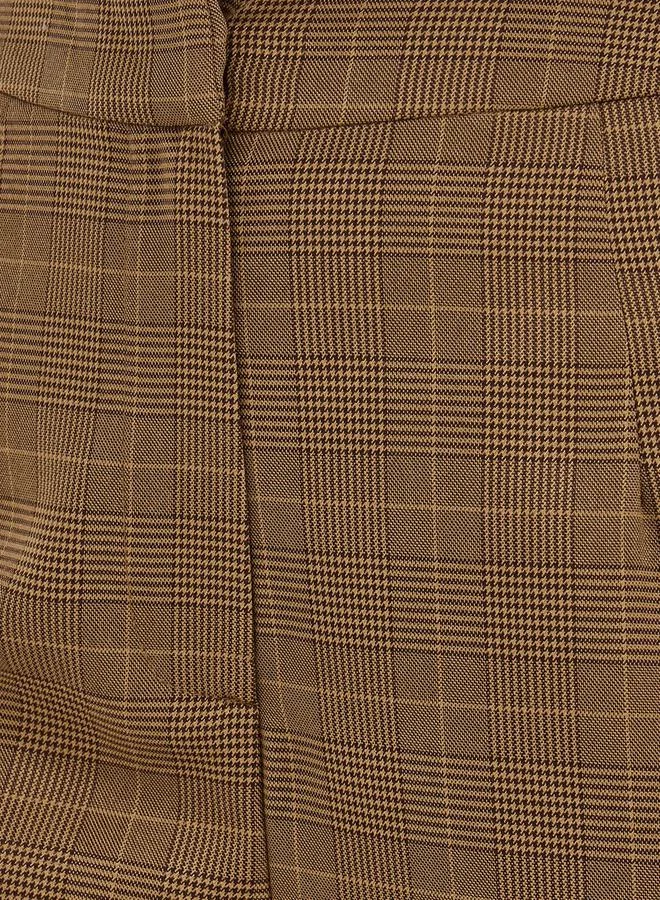 Styli Checked High Rise Flared Pants