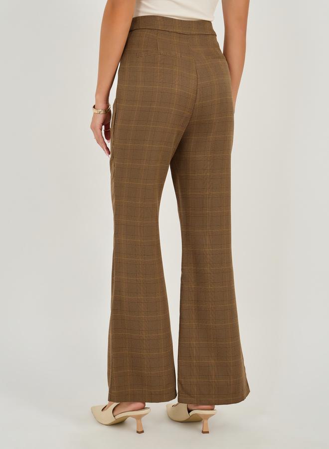 Styli Checked High Rise Flared Pants  - Image 4