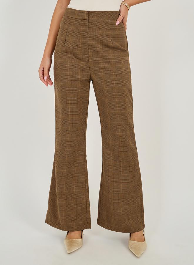 Styli Checked High Rise Flared Pants  - Image 2