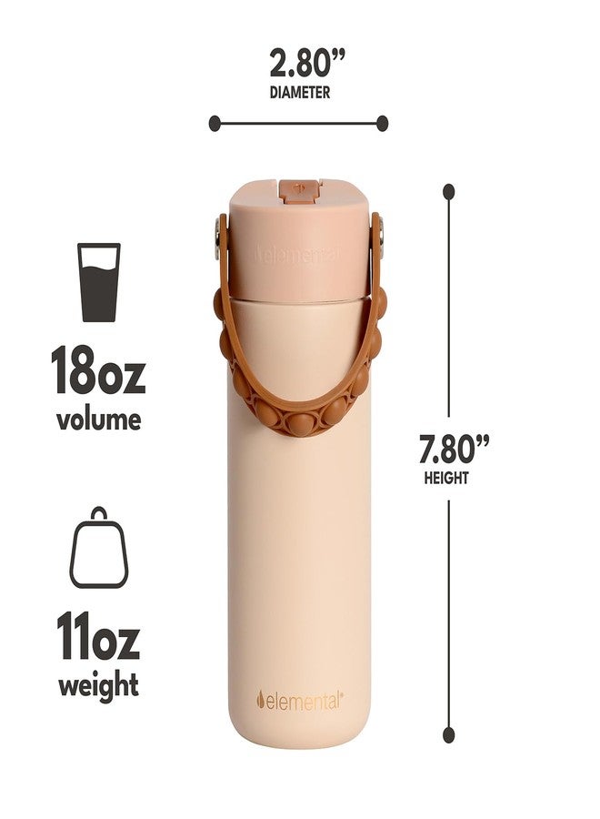 إليمنتال زجاجة ماء معزولة للأطفال من إليمينتال، زجاجة ماء من الفولاذ المقاوم للصدأ بغطاء مزود بماصة ومقبض قابل للفتح، زجاجات ماء مانعة للتسرب للمدرسة، للأولاد أو البنات، للسفر والرياضة، 18 أونصة - بيج - Image 2