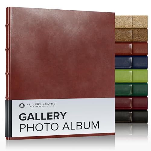 Gallery Leather Photo Album 4x6 Pictures with Slip-In Pockets & Writing Space – Holds up to 120 Photos, Ring Bound, Made in USA – Acadia Tan - 11.75" x 10.5" - Image 1