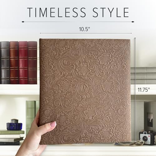Gallery Leather Photo Album 4x6 Pictures with Slip-In Pockets & Writing Space – Holds up to 120 Photos, Ring Bound, Made in USA – Acadia Tan - 11.75" x 10.5" - Image 5