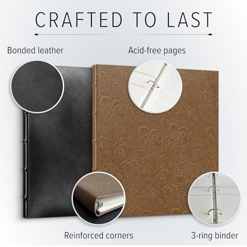 Gallery Leather Photo Album 4x6 Pictures with Slip-In Pockets & Writing Space – Holds up to 120 Photos, Ring Bound, Made in USA – Acadia Tan - 11.75" x 10.5" - Image 4