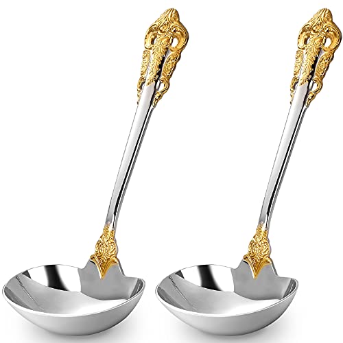 KEAWELL Luxury Gravy Ladle, 18/10 Stainless Steel, Gold Accent, Small Gravy Spoon for Home. Solid and Sturdy, Dishwasher Safe… (2) - Image 1