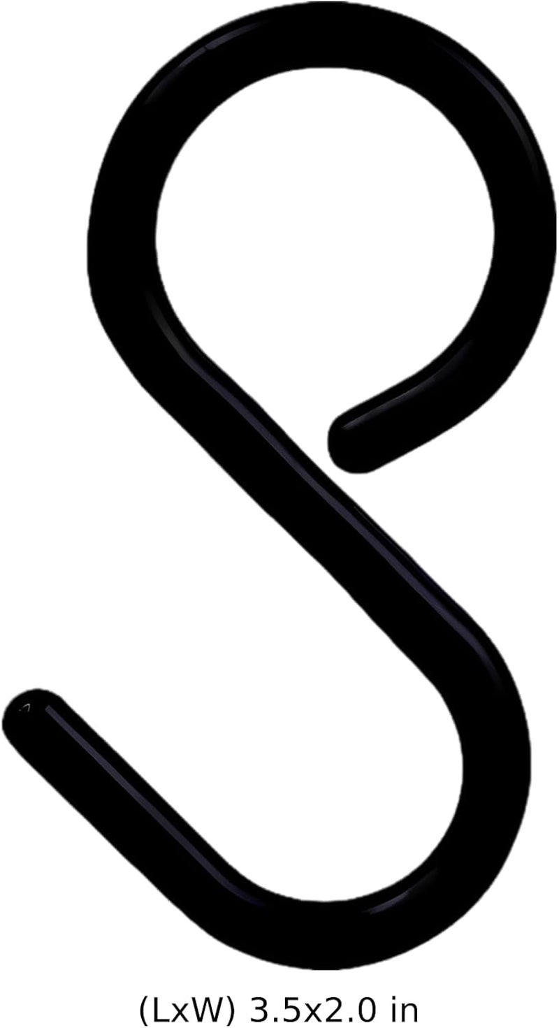 Space-Saving Utility Hooks, 4 Pcs Large Black Plastic S-Hooks, Pack of 3 Durable Organizer Hangers with Secure S-Type Opening, Fit 1.18 in Rods for Kitchen, Bathroom, Closet, Home, Office - Image 4