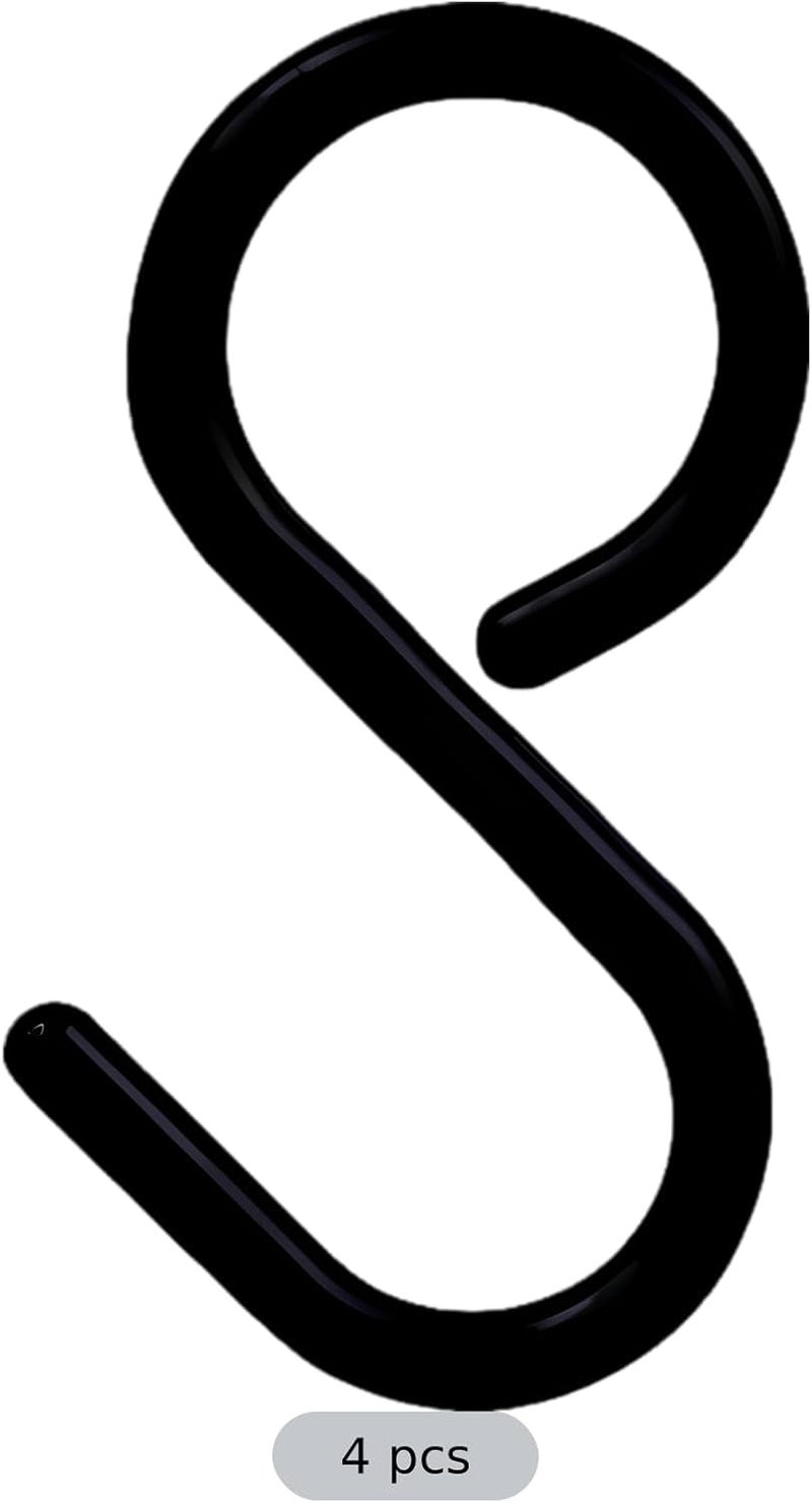 Space-Saving Utility Hooks, 4 Pcs Large Black Plastic S-Hooks, Pack of 3 Durable Organizer Hangers with Secure S-Type Opening, Fit 1.18 in Rods for Kitchen, Bathroom, Closet, Home, Office - Image 5
