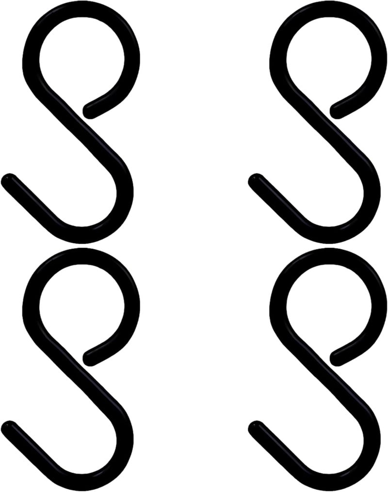 Space-Saving Utility Hooks, 4 Pcs Large Black Plastic S-Hooks, Pack of 3 Durable Organizer Hangers with Secure S-Type Opening, Fit 1.18 in Rods for Kitchen, Bathroom, Closet, Home, Office - Image 1
