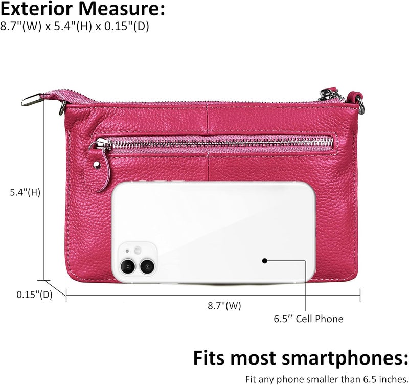 befen Genuine Leather Wristlet Clutch Wallet Purses Small Crossbody Bags for Women with RFID Blocking Card Slots - Image 4