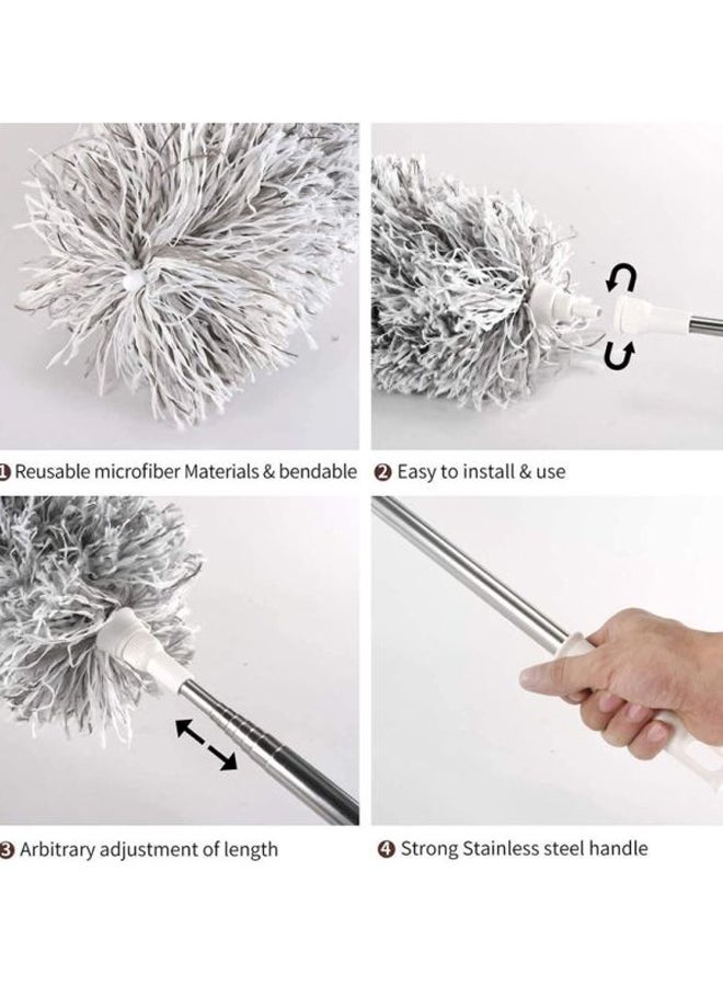 AIWANTO Microfiber Duster With Extension Pole And Protective Head Cap Grey 100inch - Image 3