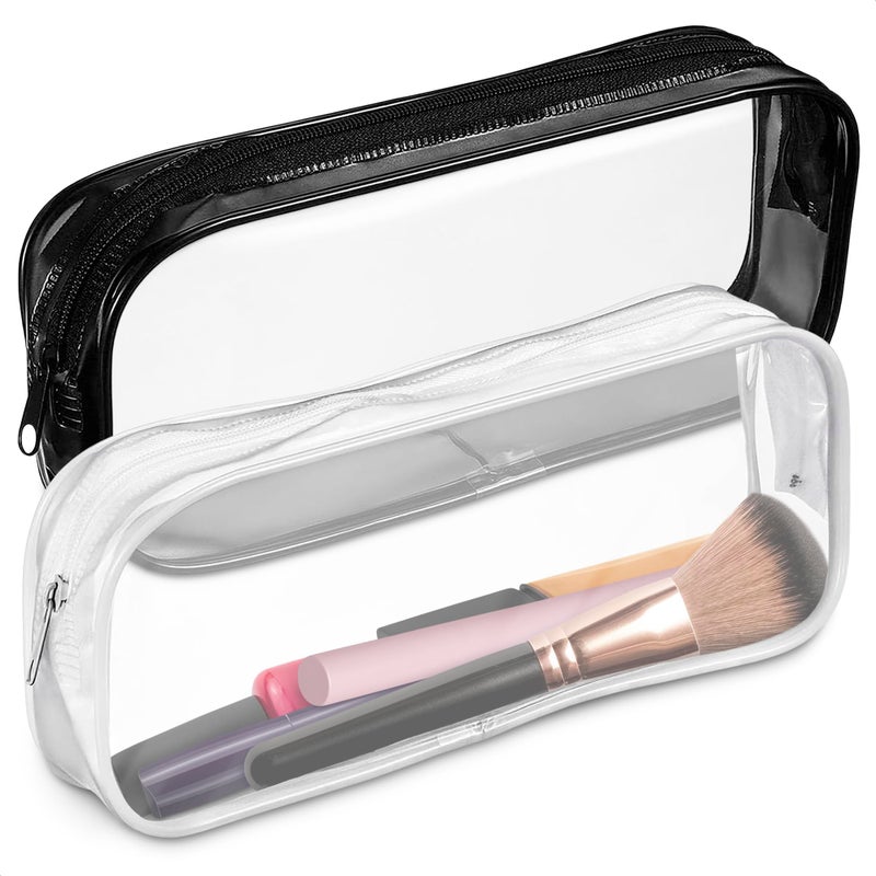 KETAR Small Makeup Bag for Purse 7.78" x 3.15" x 1.37" â€“ 2 Pcs Clear Zipper Pouches â€“ Waterproof Plastic Small Cosmetic Bag for Purse, Space-Efficient, Stylish Design | Organizing Essentials on the Go - Image 1