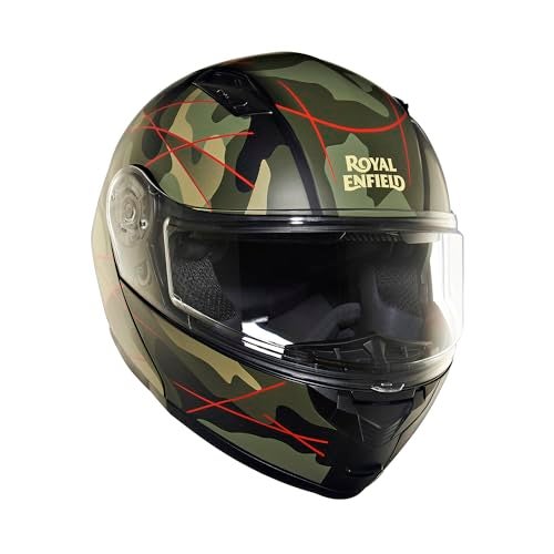 Royal Enfield ISI Certified Lightwing Modular Multi Camo Riding Helmet Matt Red (XL) 62 Cm-High Impact Grade Thermoplastic & High Density Head EPS Liner for Superior Impact Protection & Durability - Image 1