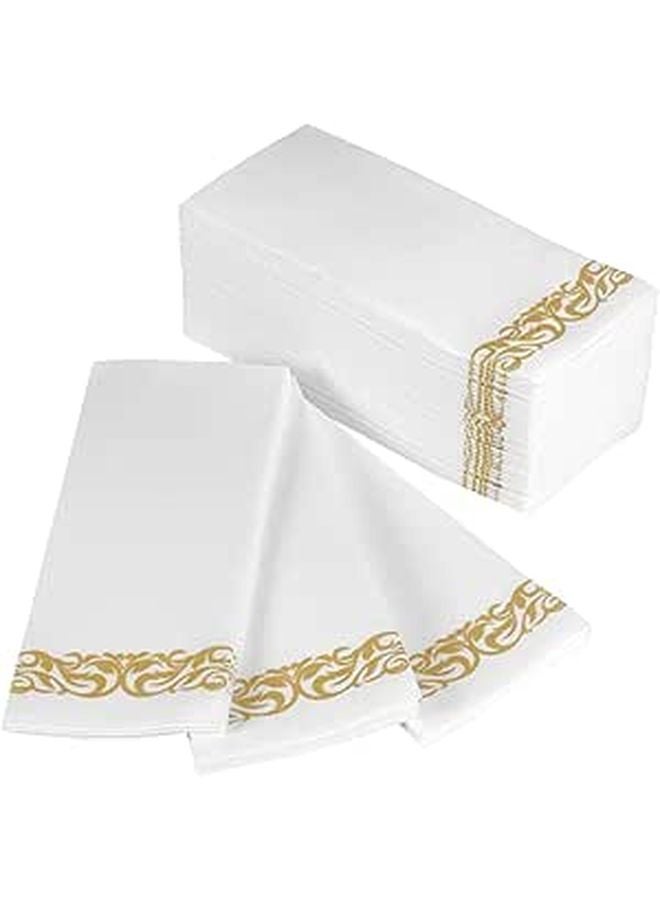 Gold Floral Printed Disposable Dinner Napkins 100Pcs 40X30Cm Thick Tissue Paper Serviettes for Weddings Parties - Image 1