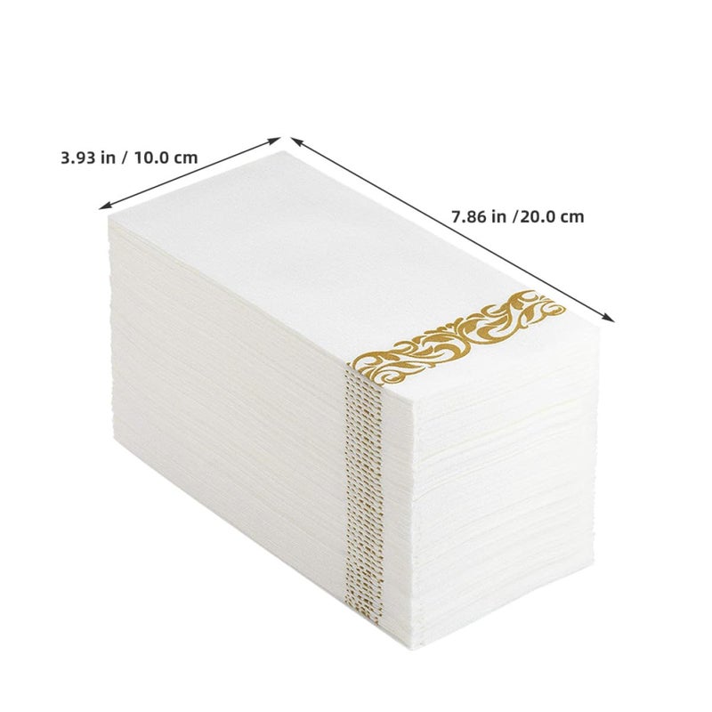 Gold Floral Printed Disposable Dinner Napkins 100Pcs 40X30Cm Thick Tissue Paper Serviettes for Weddings Parties - Image 3