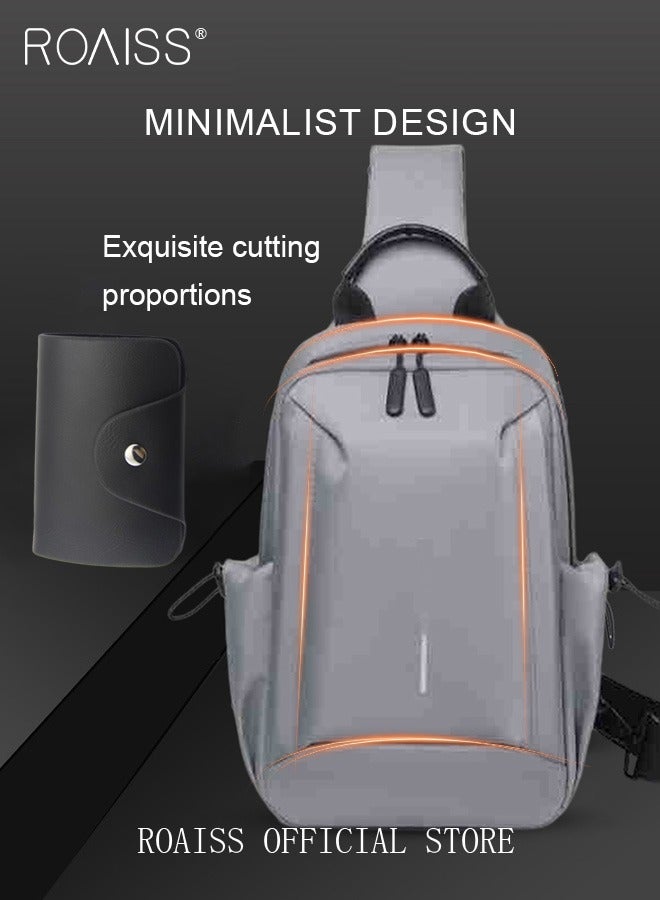 roaiss 2 Piece Bag Set of Sling Bag and Card Holder for Men Casual One Shoulder Bag Backpack PU Multi-slot Bank Card Holder New Fashion Men's Multifunctional Waterproof Crossbody Bag - Image 1