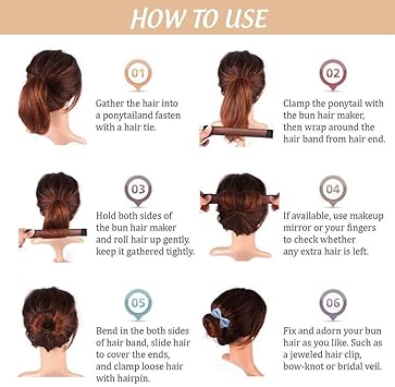 TRIXES Hair Bun Snap Band Styling Tool Pack of 3 Beauty Aid Accessory - Image 3