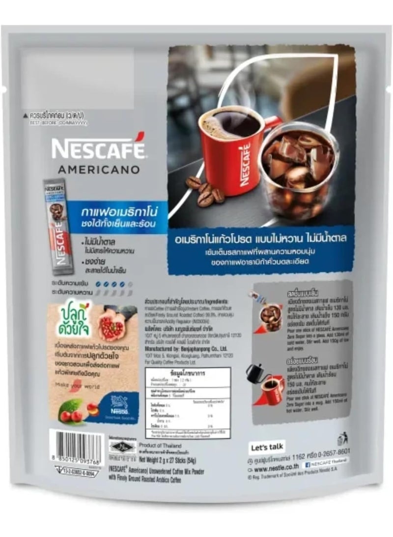Nestle Nescafe Americano Zero Sugar (2gm X 27 Sticks) - Image 2