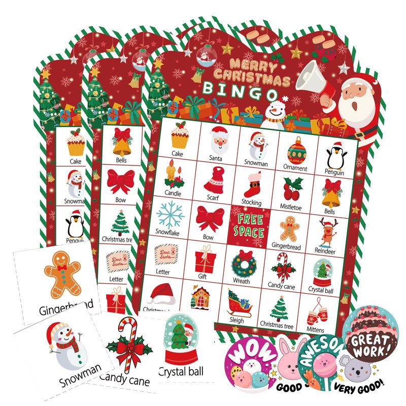 CRYSFIY Christmas Bingo Game 24 Players Christmas Bingo CardsChristmas Party Game for Classroom Activities School Carnivals Office Events Family Nightsand Holiday Entertainment Christmas Party Supplies - Image 3