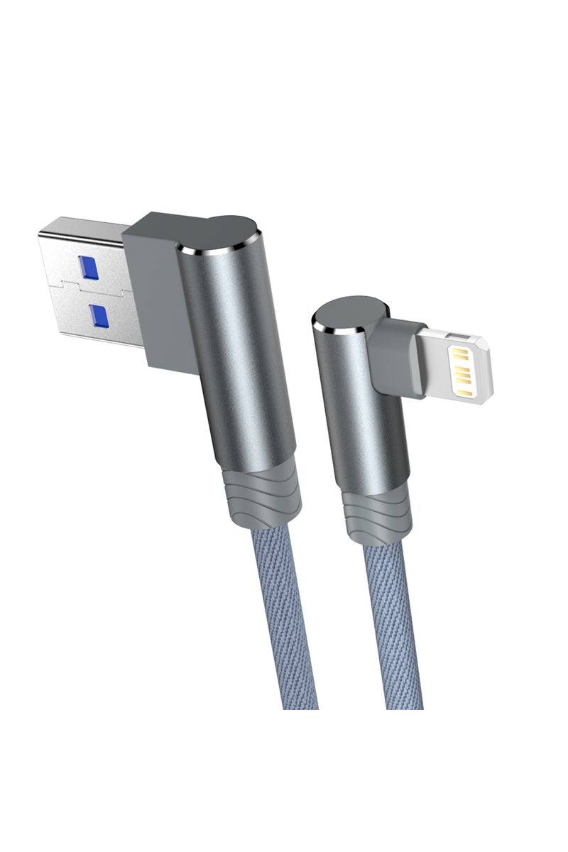 1m grey 90 Degree USB Charger Cable For iPhone 14 13 12 11 XS Max XR X 8 7 6 Plus SE iPad Origin Mob