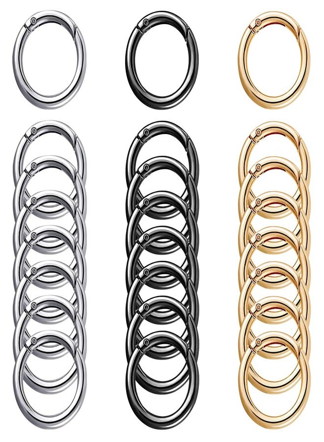 FZWONVUC 24 Pcs Mini Locking Carabiner Mini Carabiner Clip Keychain Rings Small Carabiner Key Chain Rings Bulk for Purses Paper Crafts Keyrings Buckle Bags DIY (Black+Silver+Gold-OD1.0 inches) - Image 1