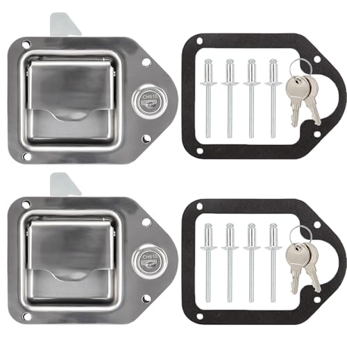 Lonffery Truck Tool Box Latch Stainless Steel Toolbox Paddle Lock Replacement Handle with Keys for RV Truck Trailer UTV ATV Box 2 Pack - Image 1