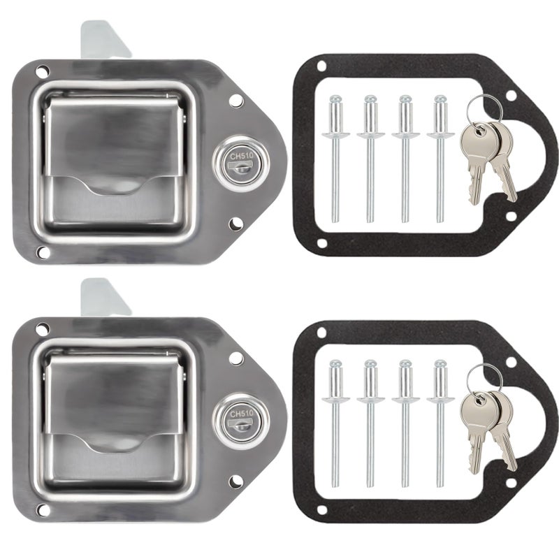 Lonffery Truck Tool Box Latch Stainless Steel Toolbox Paddle Lock Replacement Handle with Keys for RV Truck Trailer UTV ATV Box 2 Pack - Image 3