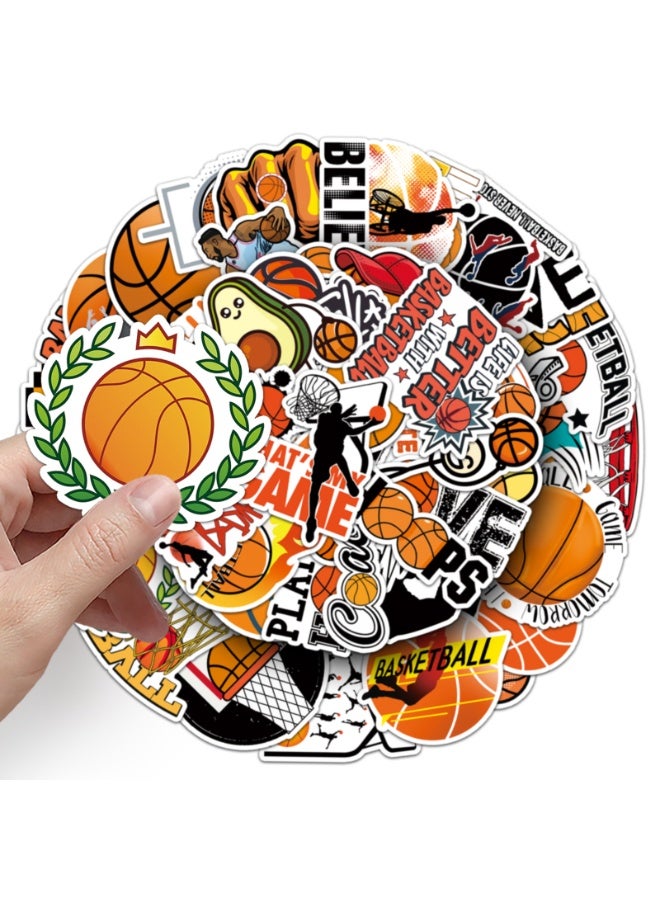 NIBEMINENT 50 Pcs Basketball Deco Kit Waterproof Stickers, High Definition Printing Bright Colors, Suitable for Laptop Skateboard Luggage Water Bottle Guitar DIY - Image 3