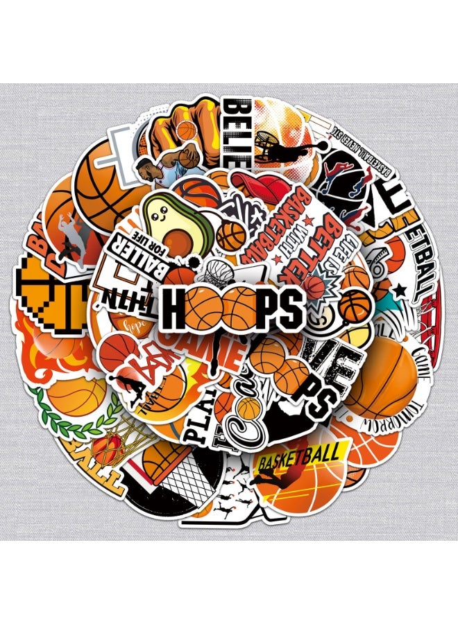 NIBEMINENT 50 Pcs Basketball Deco Kit Waterproof Stickers, High Definition Printing Bright Colors, Suitable for Laptop Skateboard Luggage Water Bottle Guitar DIY - Image 1