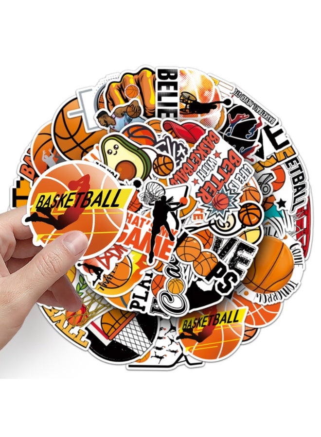 NIBEMINENT 50 Pcs Basketball Deco Kit Waterproof Stickers, High Definition Printing Bright Colors, Suitable for Laptop Skateboard Luggage Water Bottle Guitar DIY - Image 2