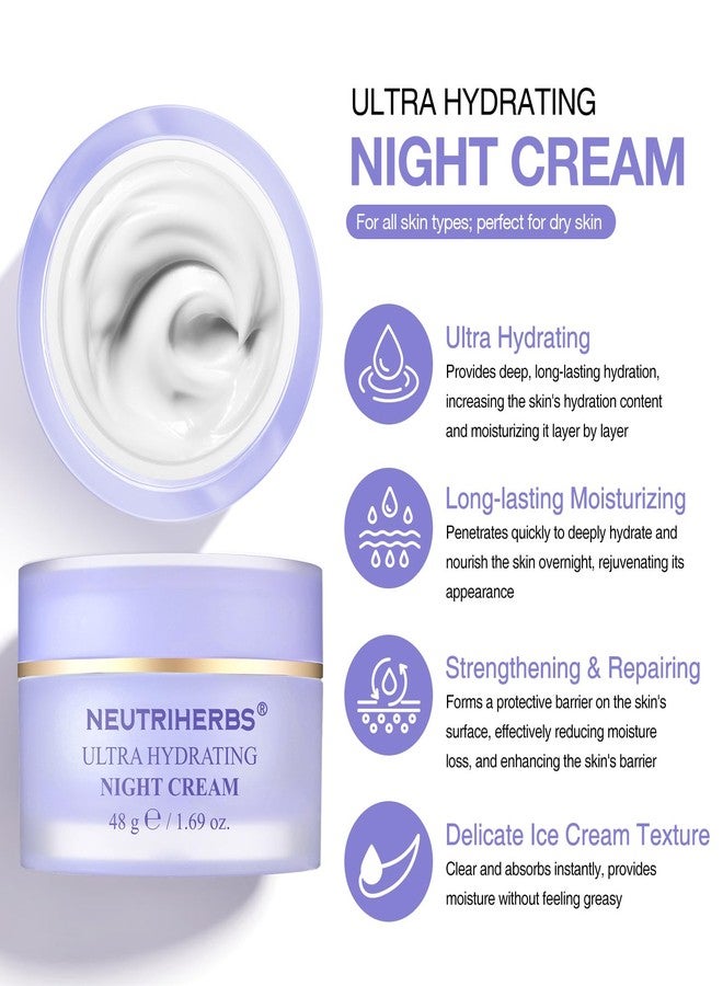 Neutriherbs Ultra Hydrating Night Cream, Face Moisturizer with Jojoba Oil, Ceramide, Squalane, Overnight Face Cream for Dry,Dehydrated Skin,Deep Nourish Hydrated Skin - 1.69oz - Image 2