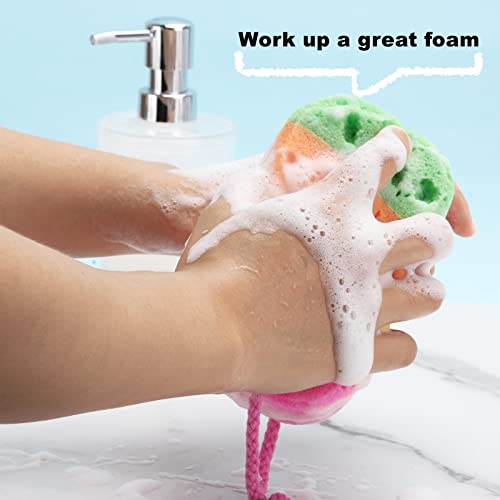 BTYMS 3 Pieces Exfoliating Bath Sponge Body Sponges Shower Loofah Soft Bathing Pouf Foam Lufa Body Scrubber - Image 4