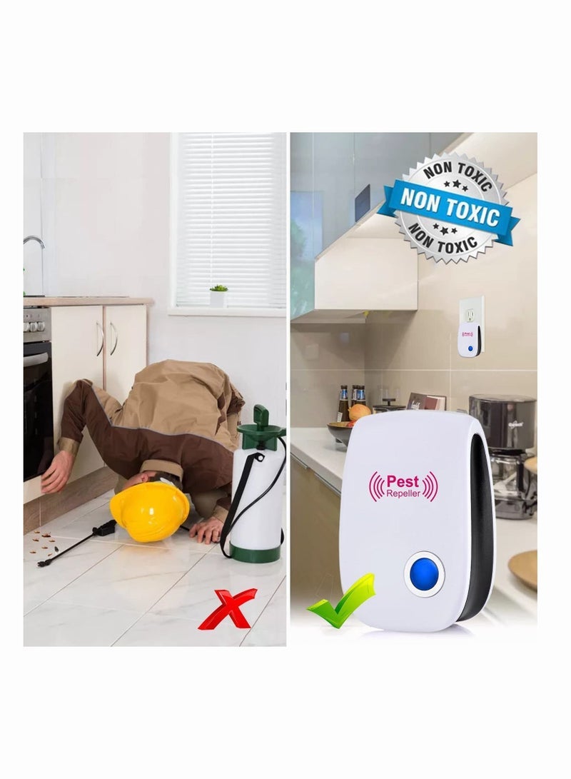 كابتن تيك بالموجات فوق الصوتية طارد الحشرات 6 حزمة التوصيل والتشغيل مكافحة الآفات في الأماكن المغلقة الفئران البيضاء والصراصير والنمل العنكبوت البعوض الفئران البيضاء طارد الحشرات - Image 4