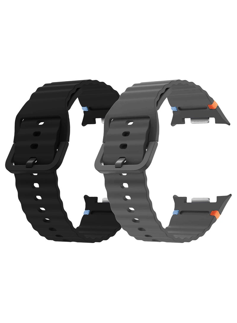 CATANES 2 Packs Silicone Ocean Band for Samsung Galaxy Watch 8 Classic 46mm and Watch 8 40mm 44mm - Sport Band Strap - Image 1