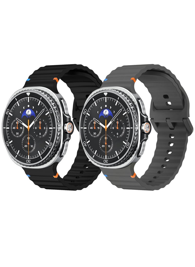 CATANES 2 Packs Silicone Ocean Band for Samsung Galaxy Watch 8 Classic 46mm and Watch 8 40mm 44mm - Sport Band Strap - Image 2