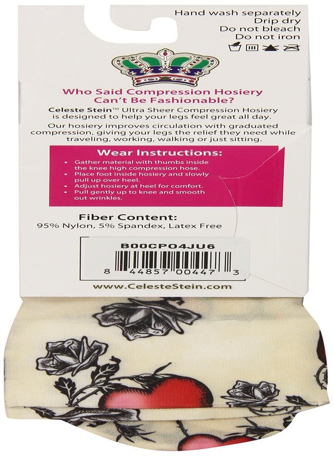 Celeste Stein Therapeutic Compression Socks, Biker Heart, 8-15 mmhg, 1-Pair - Image 2
